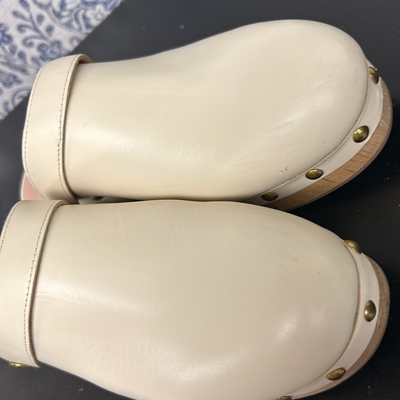 J. Crew Convertible Leather Studded Clogs Wood Slingback in Dusty Ivory 8.5 - Picture 7 of 17